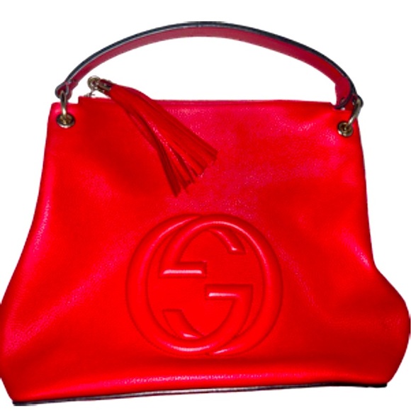 Gucci Soho Convertible Hobo Leather Large Red - Picture 1 of 13